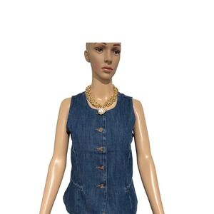 J.Crew Denim Vest Dark Indigo Blue Cotton Lyocell CR132 Womens Size 6 NEW